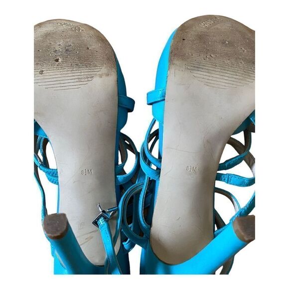 Guess Teal Platform Lace Up Sandals with Stiletto Heels - Picture 6 of 6